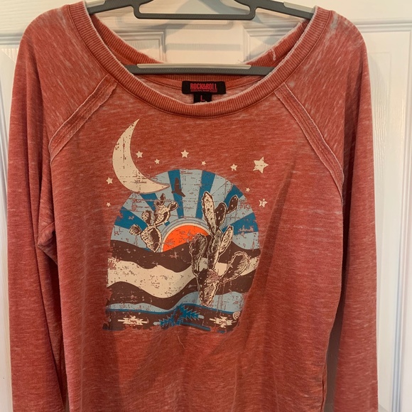 Rock & Roll Cowgirl Sweaters - Women's Rock & Roll Cowgirl Graphic Cropped Sweatshirt Size L